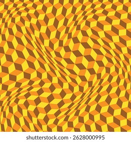simple orange yellow 3d cube wave pattern desing