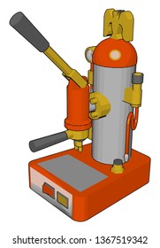 Simple orange and yellow coffee maker vector illustration on white background