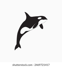 Simple orca logo vector illustrations. Orca monochrome Logo design vector template. Lazy panda animal Logo type concept icon. Vector illustration of an orca (killer whale).