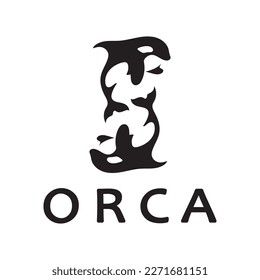 Simple orca whale animal illustration logo creative design, killer whale, underwater animal. Logo for business, identity and branding,badge,conservation,ecology concept,sea animal protection,vector