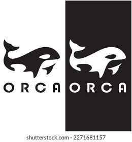 Simple orca whale animal illustration logo creative design, killer whale, underwater animal. Logo for business, identity and branding,badge,conservation,ecology concept,sea animal protection,vector