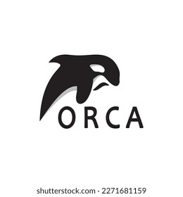 Simple orca whale animal illustration logo creative design, killer whale, underwater animal. Logo for business, identity and branding,badge,conservation,ecology concept,sea animal protection,vector