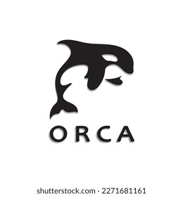 Simple orca whale animal illustration logo creative design, killer whale, underwater animal. Logo for business, identity and branding,badge,conservation,ecology concept,sea animal protection,vector