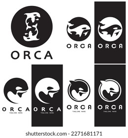 Simple orca whale animal illustration logo creative design, killer whale, underwater animal. Logo for business, identity and branding,badge,conservation,ecology concept,sea animal protection,vector