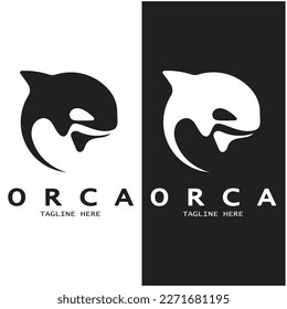 Simple orca whale animal illustration logo creative design, killer whale, underwater animal. Logo for business, identity and branding,badge,conservation,ecology concept,sea animal protection,vector