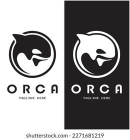 Simple orca whale animal illustration logo creative design, killer whale, underwater animal. Logo for business, identity and branding,badge,conservation,ecology concept,sea animal protection,vector