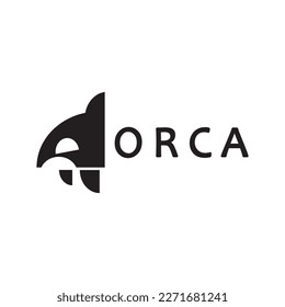 Diseño creativo del logotipo de la ilustración de un animal de oruga, ballena asesina, animal submarino. Logotipo para negocios, identidad y marca, placa, conservación, concepto de ecología, protección de los animales marinos,vector