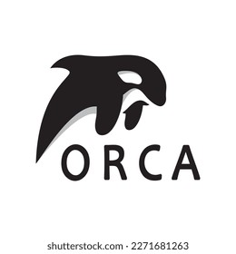 Simple orca whale animal illustration logo creative design, killer whale, underwater animal. Logo for business, identity and branding,badge,conservation,ecology concept,sea animal protection,vector