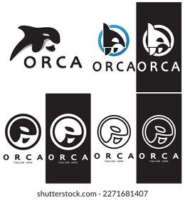 Simple orca whale animal illustration logo creative design, killer whale, underwater animal. Logo for business, identity and branding,badge,conservation,ecology concept,sea animal protection,vector