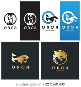 Simple orca whale animal illustration logo creative design, killer whale, underwater animal. Logo for business, identity and branding,badge,conservation,ecology concept,sea animal protection,vector