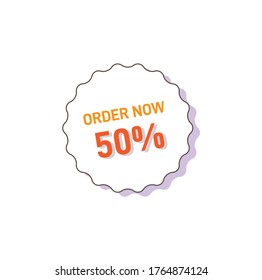 Simple order now sticker design for online shopping options. Vector illustration