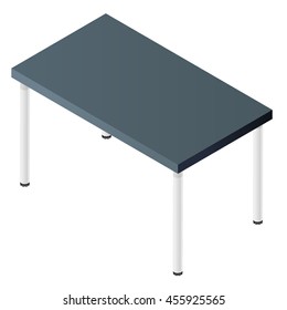 Simple / ordinary isometric office table. Isolated on white background