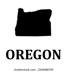 Simple Oregon map with text on white background. Vector illustration.