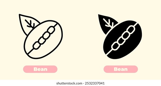 Simple and organic bean icon, perfect for agriculture, food, and nutrition-related designs