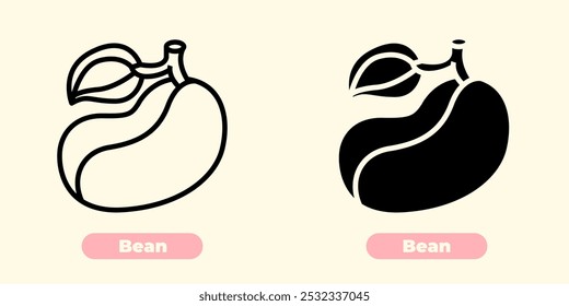 Simple and organic bean icon, perfect for agriculture, food, and nutrition-related designs