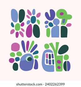 Simple organic blob illustration in bold style for kids shape graphic design. Whimsical colorful vector drawing in happy folklore style. 