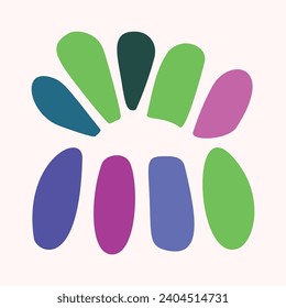 Simple organic blob illustration in bold style for kids shape graphic design. Whimsical colorful vector drawing in happy folklore style. 