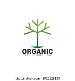 simple organic green tree logo vector template.