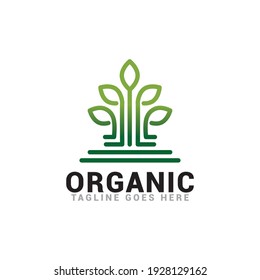 plantilla de vector de logotipo de árbol verde orgánico simple.