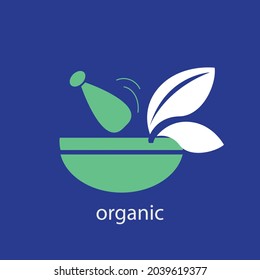 einfaches Bio-Logo. Bio-Logo mit Kompost und Blattsymbol