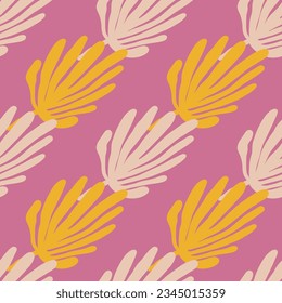 Simple organic shape seamless pattern. Tropical leaves background. Matisse inspired decoration wallpaper. Floral backdrop. Design for fabric , textile print, surface, wrapping, cover.