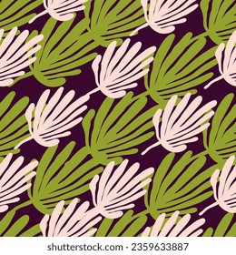 Simple organic shape seamless pattern. Tropical leaves background. Matisse inspired decoration wallpaper. Floral backdrop. Design for fabric , textile print, surface, wrapping, cover.