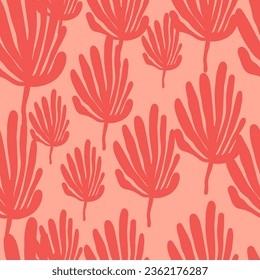 Simple organic shape seamless pattern. Tropical leaves background. Matisse inspired decoration wallpaper. Floral backdrop. Design for fabric , textile print, surface, wrapping, cover.