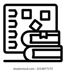 Simple organizing system for bookshelf with stack of books and labels