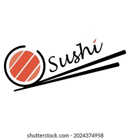 Simple oriental food logo design.  Japanese sushi.