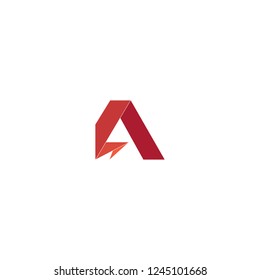Simple origami art that forms the letter A, with color games