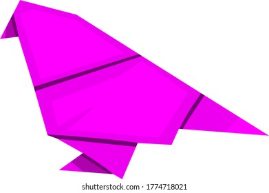 Simple Origami Design of Bird in Purple