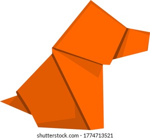 Simple Origami Design of Dog in Orange