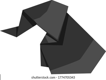 Simple Origami Design of Elephant in Black