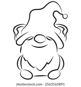 simple original icon of a leprechaun with a big hat, ears and a beard drawn in different contours	