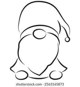 a simple original icon of Santa Claus with a big hat, ears and a beard drawn with different contours