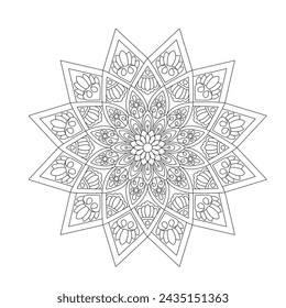 Simple Ornament Art Mandala Colouring Book, vector file