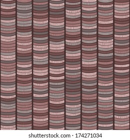 Simple Ornament based on Traditional African Ornamental Pattern. Stylized Seamless texture with waves. Pale Pink and Grey African Background for decoration or wrapping.
