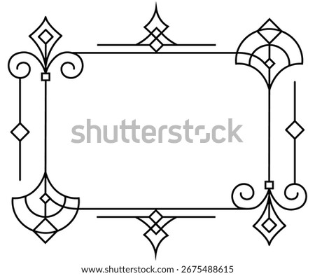 Simple ornament frame vector, ornament frame design vector, black line art