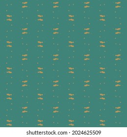 Einfaches Ornament mit goldenen Punkten und Markierungen auf blauem Hintergrund. Textildesign.