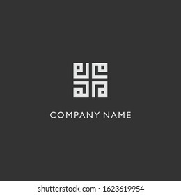 Simple ornament line on square logo inspiration look like a pattern