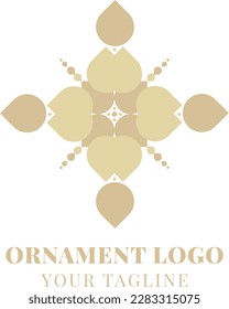 Simple ornament logo design, beige vector logo, ornament template, logo design for health ja mindset professionals, ornament vector desing, harmony colored, logo for small business, graphic badge