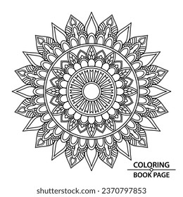 Simple Ornament Vector Art Mandala of Coloring Book Page for Adults. Easy Mandala Coloring Book Pages for Adults, Ability to Relax, Brain Experiences Give Relief.