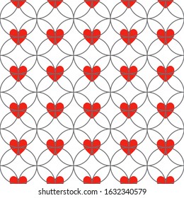 Simple ornament vector seamless patterns. Use for ceramic tiles, wallpaper, linoleum, textiles, wrapping paper, web page, kids, postcard. Background with hearts.Valentine day, love symbol.