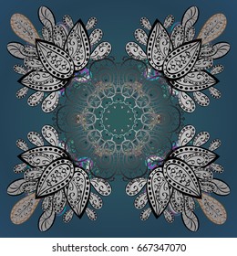 Simple ornamental Christmas pattern - varied Xmas snowflakes with dots. Happy New Year winter background. Vector design for textile, wallpaper, fabric, wrapping paper.