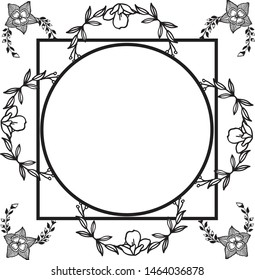 Simple ornamental decorative floral frame for greeting card. Vector