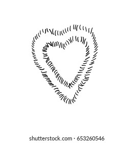 The simple ornamental heart on black and white. 