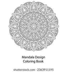 Simple Ornamental mandala colouring book design Vector