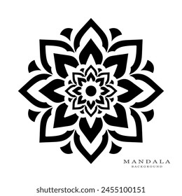 Simple ornamental mandala design background in black color
