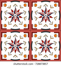 Simple ornamental pattern with leaves vector illustration