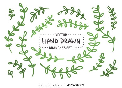 Simple ornate flower frame design. Sketchy hand drawn element. Vector illustration.